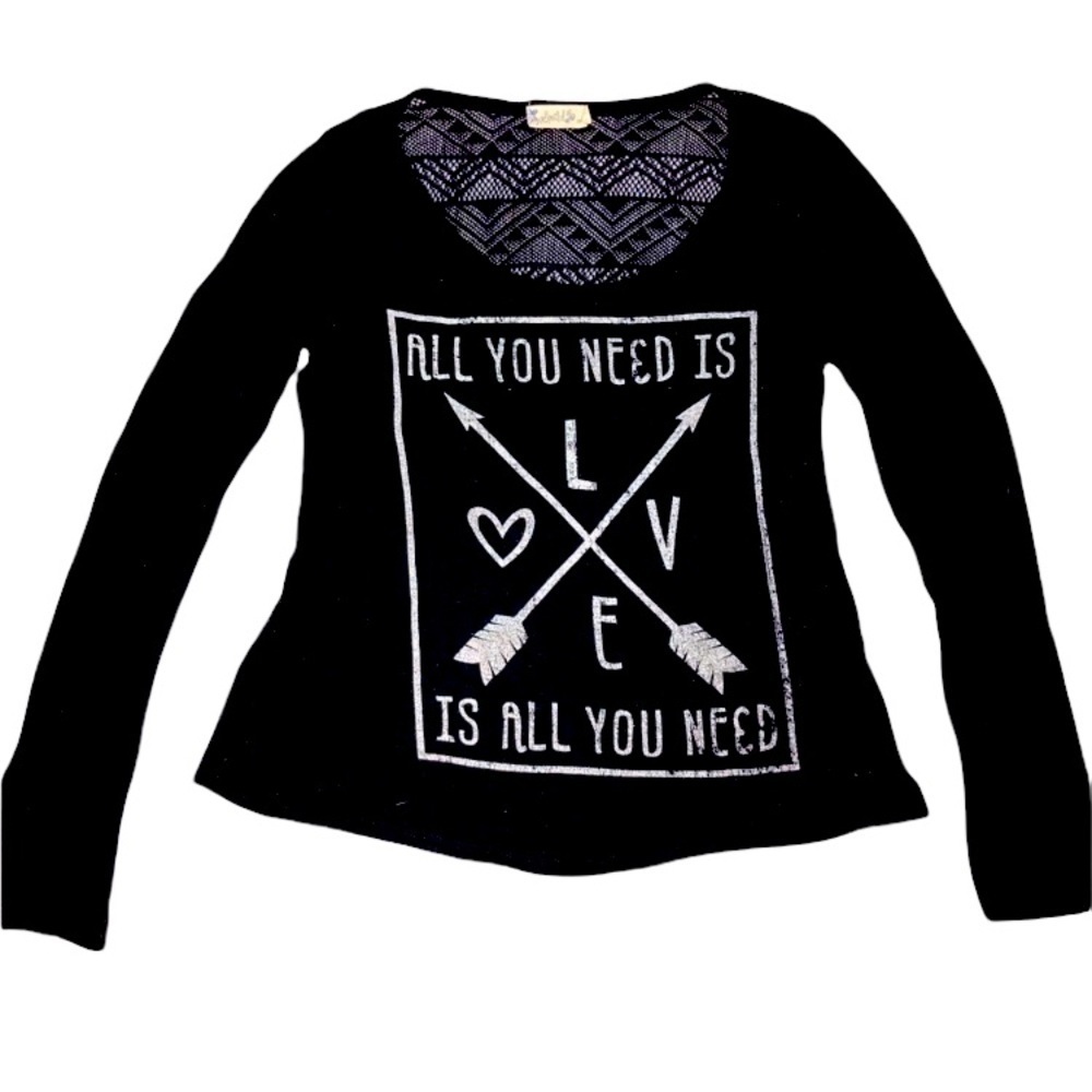 Spoiled Black Long Sleeve Graphic Tee with White Print